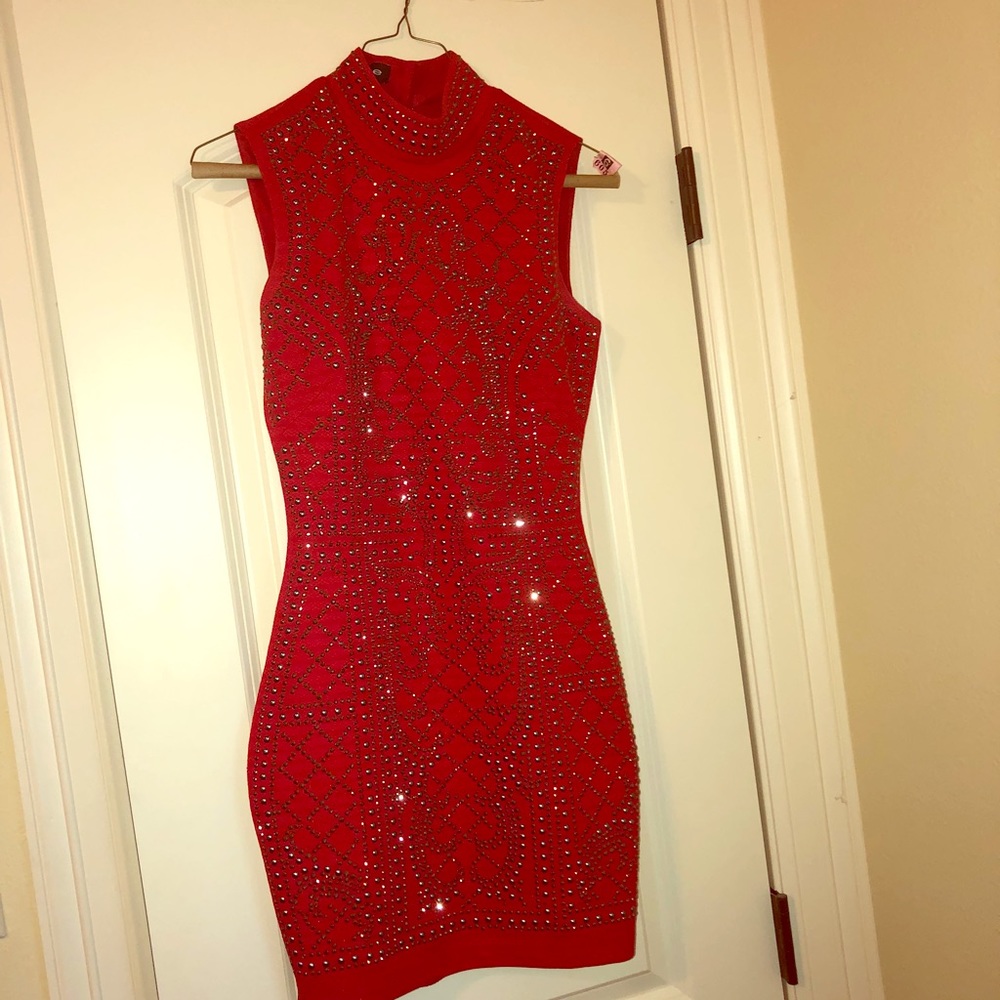 Bebe red studded dress